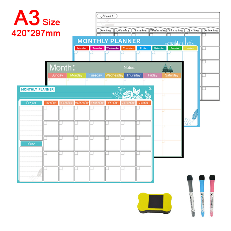 Meal Prep Planner - A3 Dry Erase Magnetic Monthly Weekly