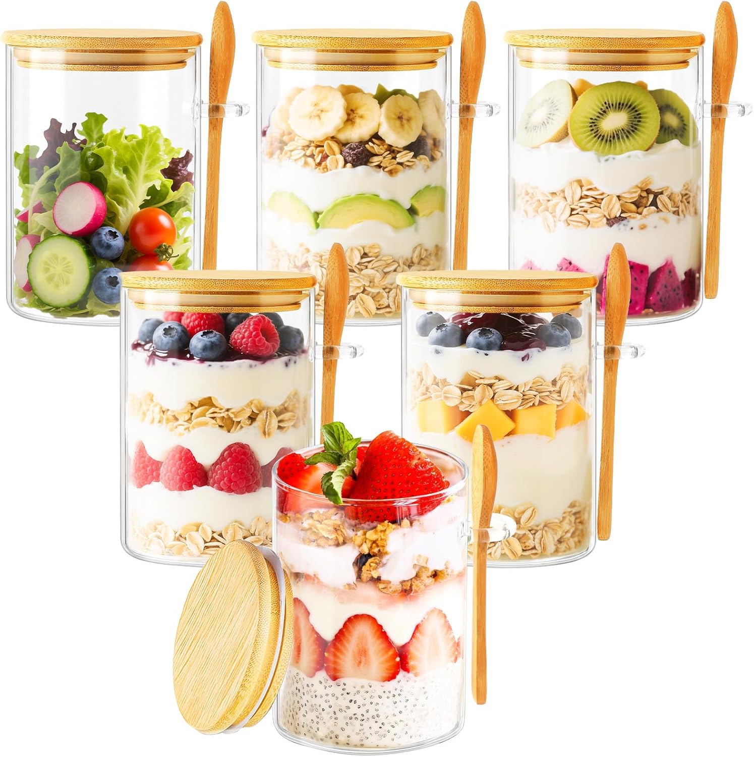 Meal Prep Yogurt - 6 Pack Overnight Oats Containers with
