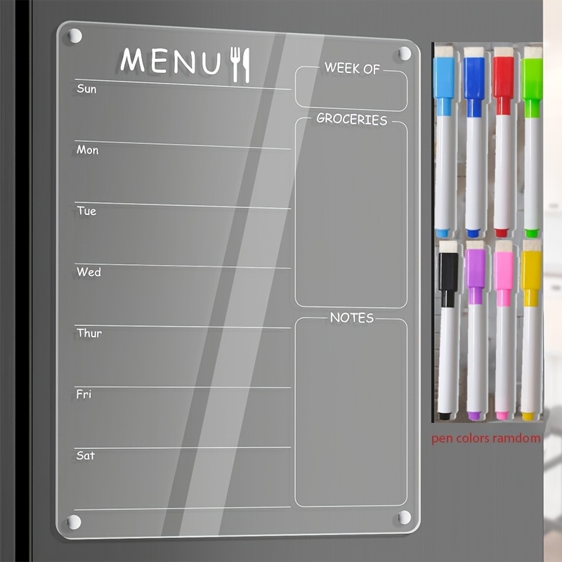 Meal Prep Planner - Acrylic Menu Board for Kitchen Weekly