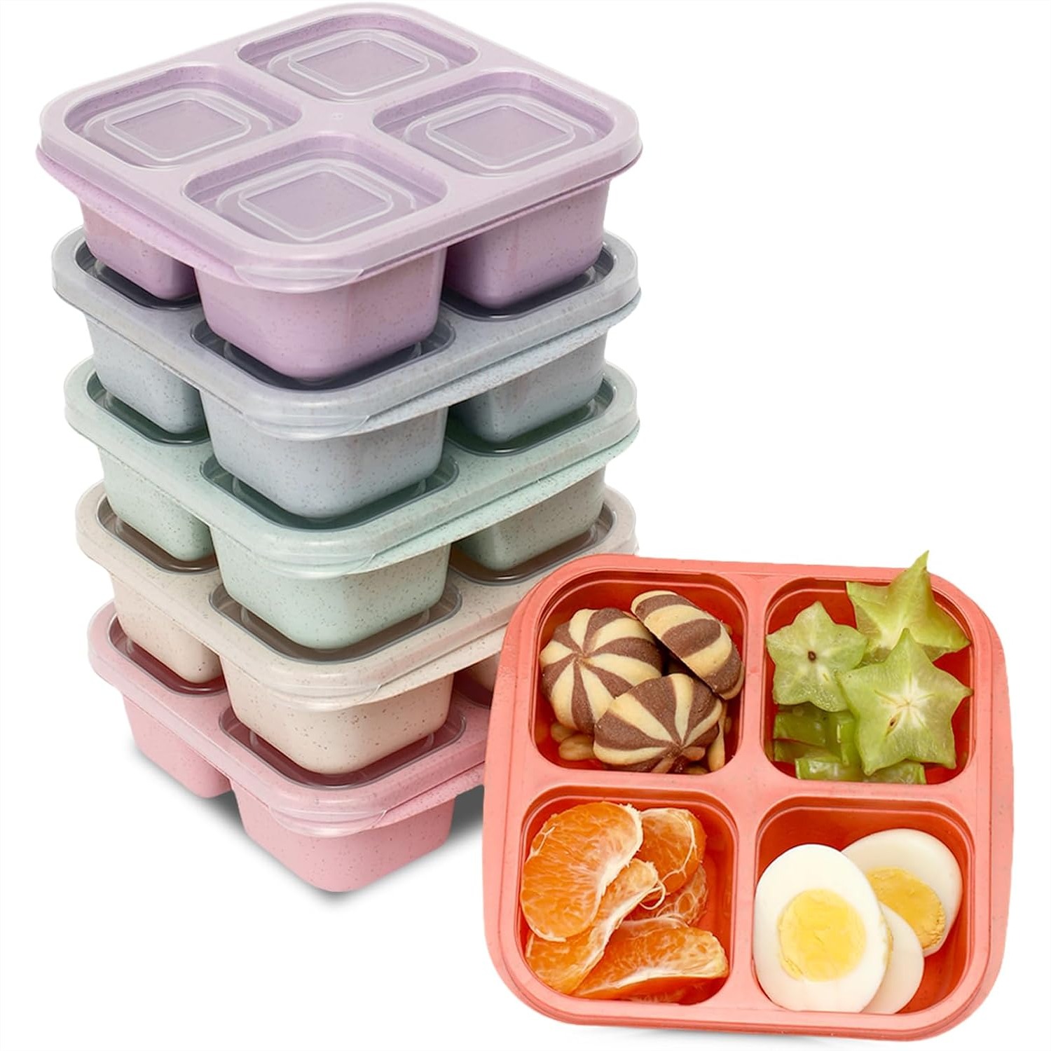 Meal Prep Snacks For Toddlers - 4 Compartment Snack Containers, Bento Box