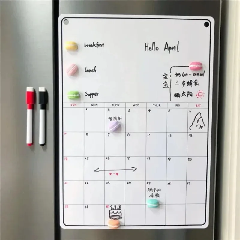 Meal Prep Planner - Fridge Magnetic Calendar Board Monthly Weekly