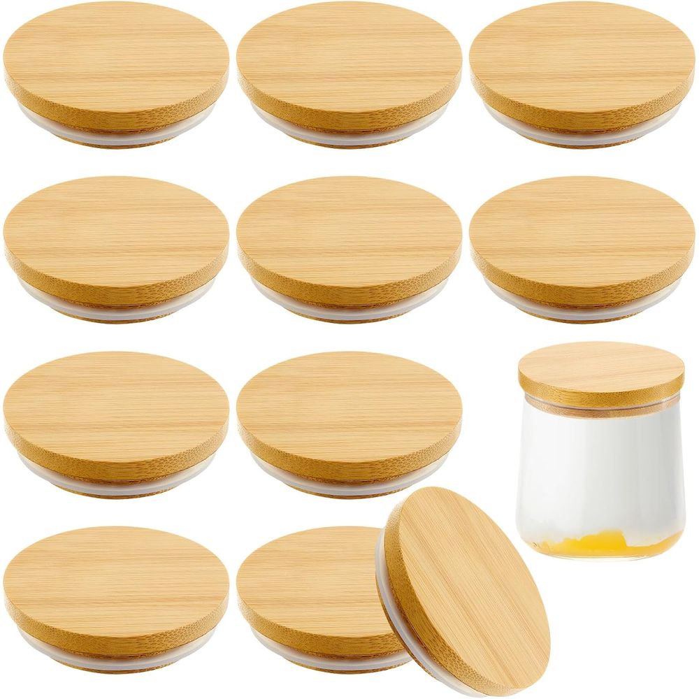 Meal Prep Yogurt - Reusable Bamboo Wooden Lids with Silicone
