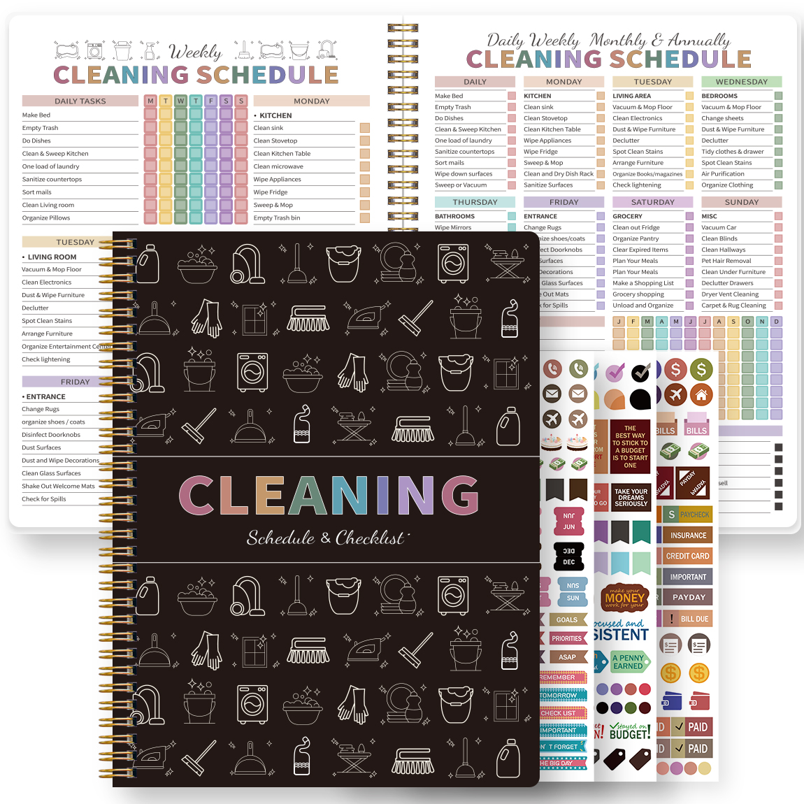 Meal Prep Planner - Cleaning Planner Spiral Notebook A5 Weekly
