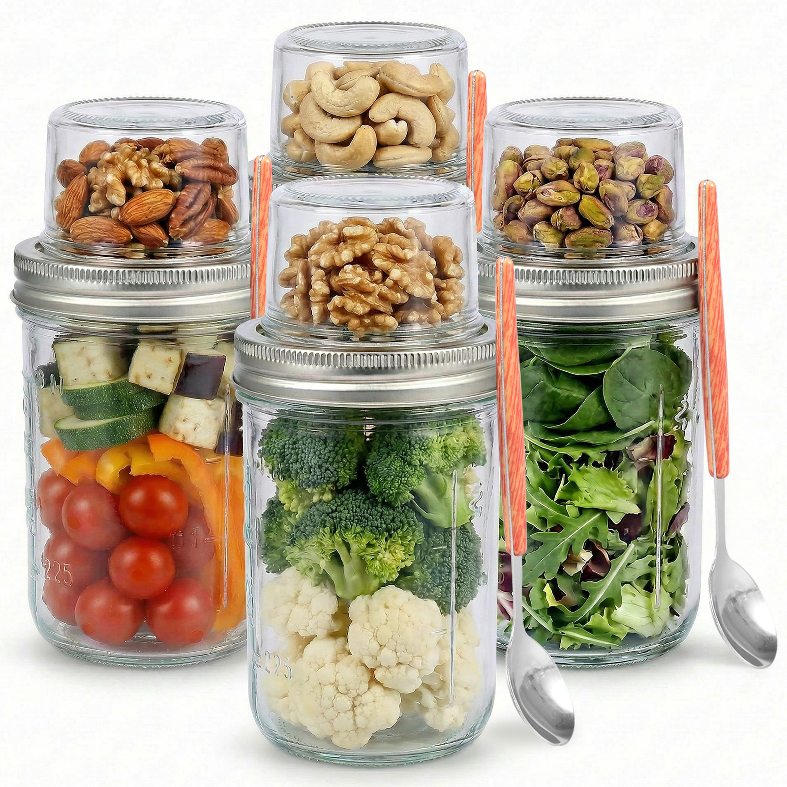 Meal Prep Yogurt - 4 Sets Overnight Oats Container with