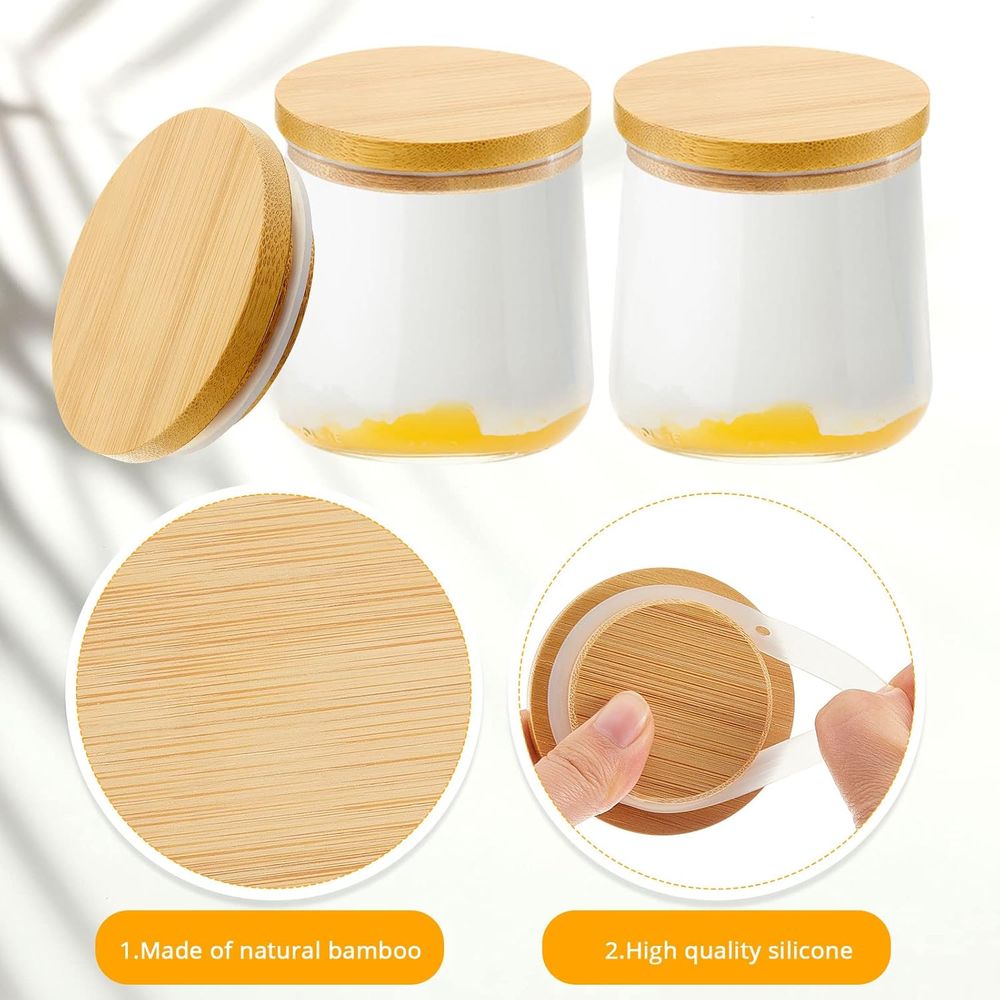 Reusable Bamboo Wooden Lids wi - огляд і ціна Meal Prep Yogurt