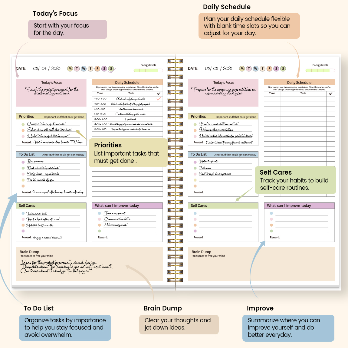 B5 Productivity Planner, Daily - огляд і ціна Meal Prep Planner