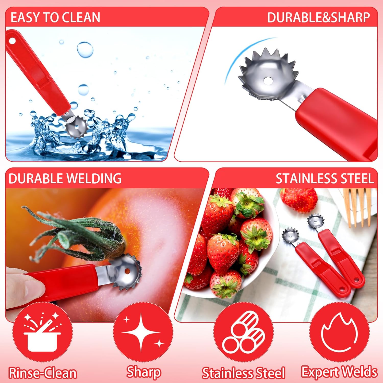 4 Pcs Tomato Corer Tool Strawb - огляд і ціна Strawberry Huller