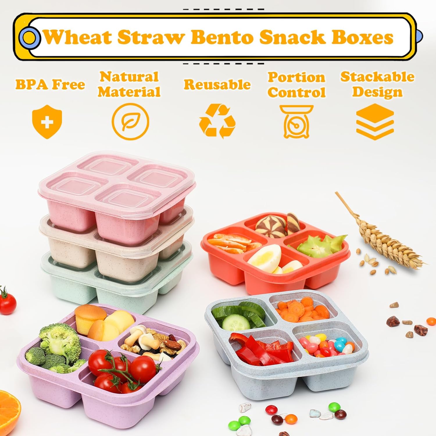 6 Pack Snack Containers, 4 Com - огляд і ціна Meal Prep Snacks For Toddlers
