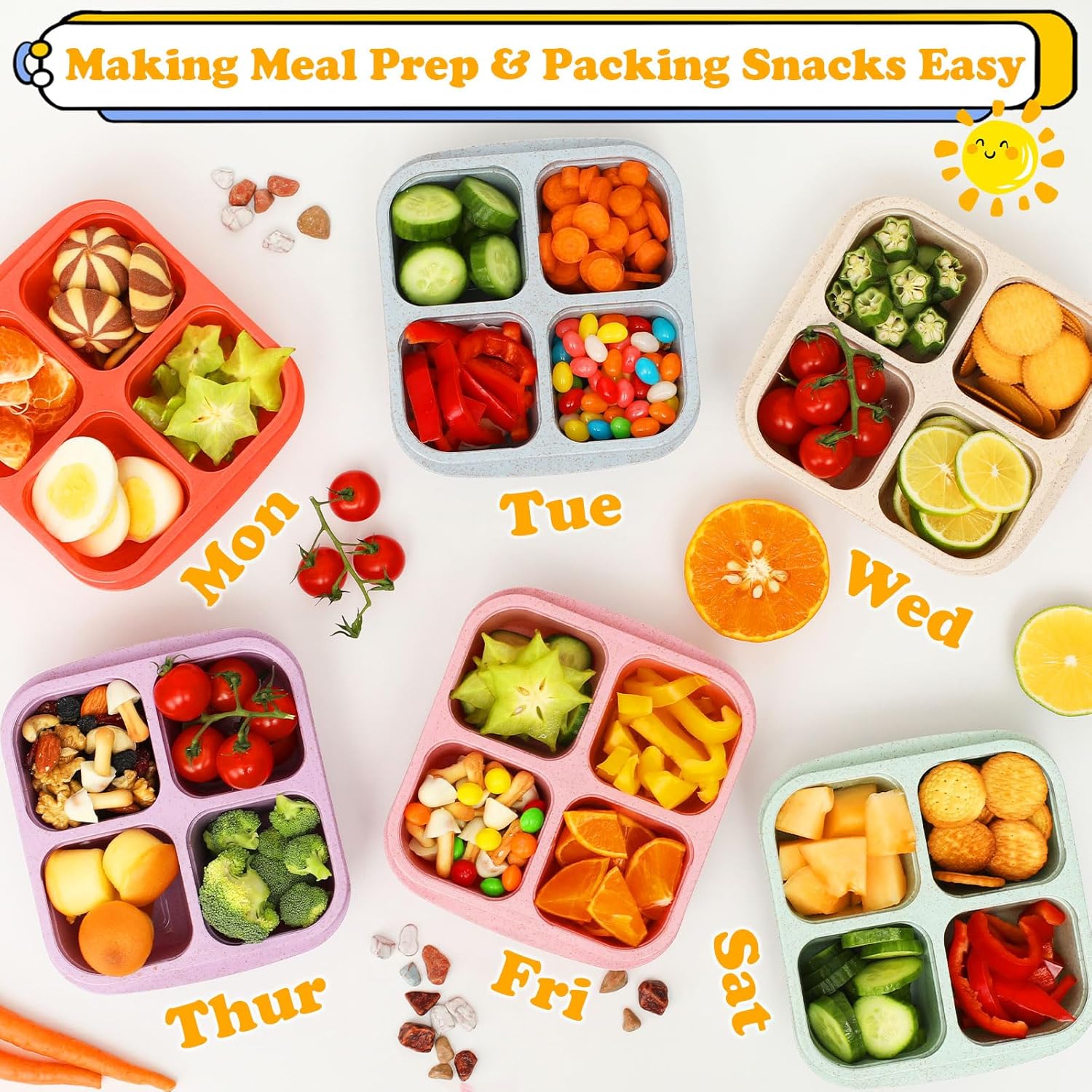 6 Pack Snack Containers, 4 Com - огляд і ціна Meal Prep Snacks For Toddlers
